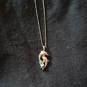 Kay Jewelers Gold Dolphin Necklace with Blue Gem